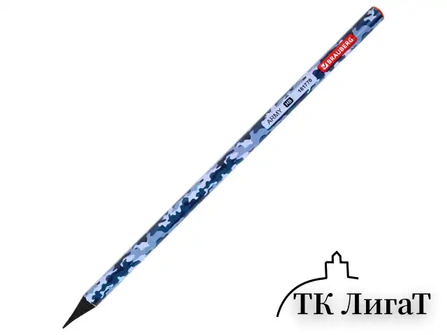 Карандаш чернографитный BRAUBERG "ARMY", 1 шт., HB, корпус ассорти, 181770
