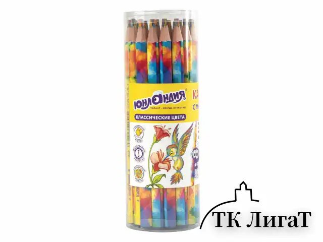 Карандаш с многоцветным грифелем ЮНЛАНДИЯ MAGIC, 1 шт., классические цвета, шестигранный, утолщенный грифель 5 мм, натуральное дерево,181789