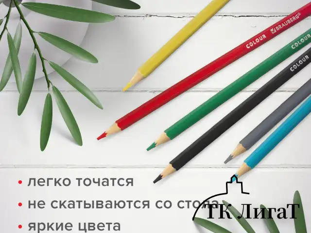 Карандаши цветные мягкие BRAUBERG АКАДЕМИЯ, 6 цветов, шестигранные, грифель 3 мм, натуральное дерево, 181863
