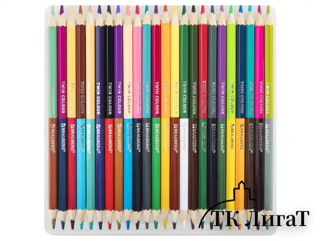 Карандаши цветные двусторонние BRAUBERG PREMIUM TWIN COLOUR, 24 штуки, 48 цветов, шестигранные, грифель 3,3 мм, натуральное дерево, 181875