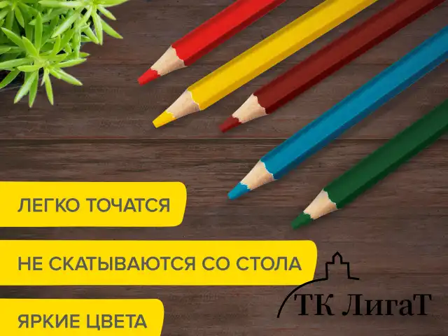 Карандаши цветные утолщенные BRAUBERG KIDS, 6 цветов, шестигранные, грифель 5 мм, натуральное дерево, 181877