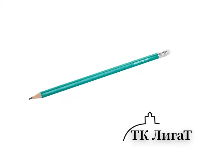 Карандаши чернографитные HB, НАБОР 12 штук STAFF "Budget BLP-02", с ластиком, 181923