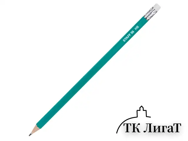 Карандаши чернографитные HB, НАБОР 12 штук STAFF "Budget BLP-02", с ластиком, 181923