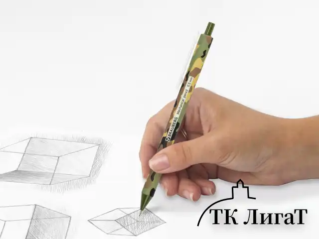 Карандаш механический 0,5 мм, BRAUBERG SOFT PRINT MILITARY, HB, корпус soft-touch ассорти, 181959