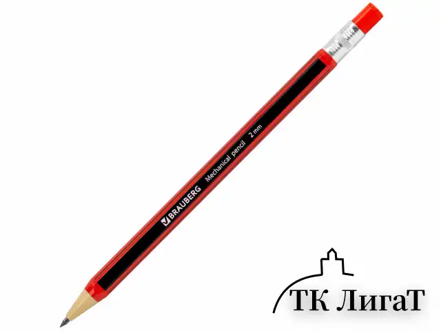 Карандаш механический цанговый 2 мм, BRAUBERG STYLE, HB, встроенная точилка, корпус ассорти, 181960