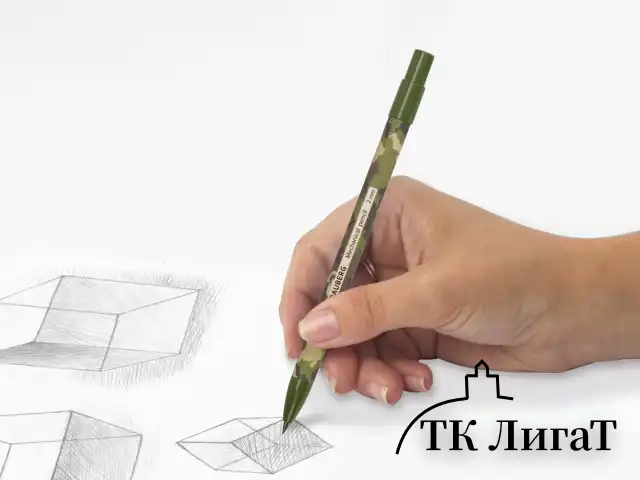 Карандаш механический цанговый 2 мм, BRAUBERG PRINT MILITARY, HB, встроенная точилка, корпус ассорти, 181962