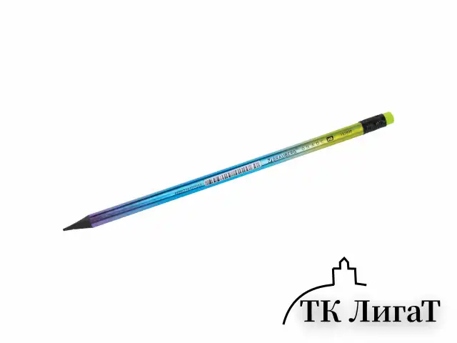 Карандаш чернографитный с ластиком BRAUBERG "GRADE Metallic", 1 шт., HB, трехгранный, 182000