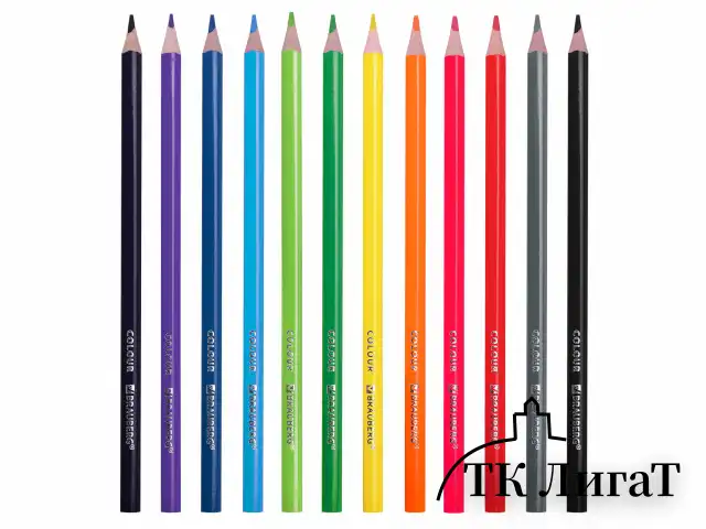 Карандаши цветные BRAUBERG KIDS NEW, 12 цветов, трехгранные, грифель 3 мм, 182001