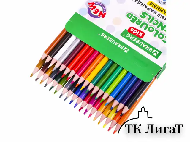 Карандаши цветные BRAUBERG KIDS NEW, 36 цветов, трехгранные, грифель 3 мм, 182003