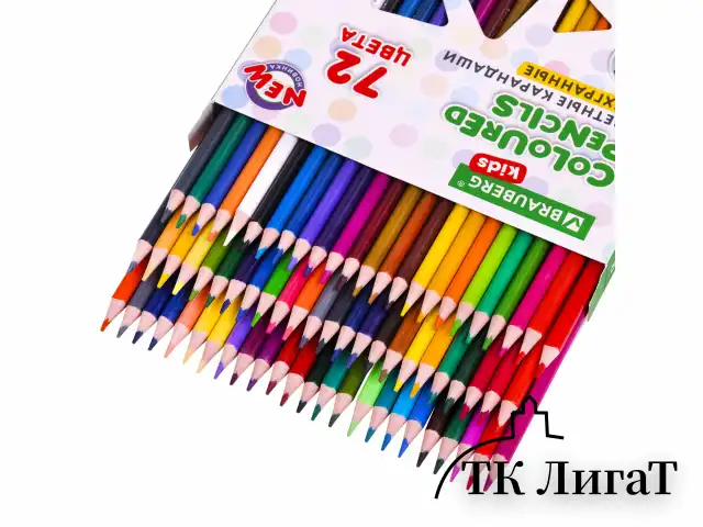 Карандаши цветные BRAUBERG KIDS NEW, 72 цвета, трехгранные, грифель 3 мм, 182005