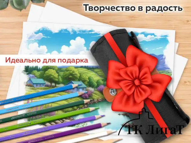 Карандаши цветные супермягкие яркие классические в пенале-скрутке BRAUBERG MAX 50 цветов + держатель и точилка, натуральное дерево, 182007