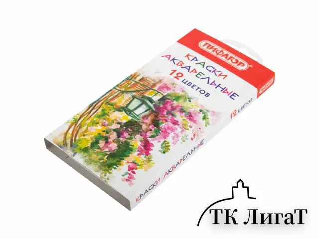 Краски акварельные ПИФАГОР 12 цветов, медовые, круглые кюветы, 192549