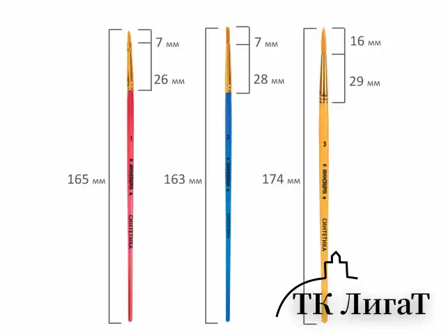 Кисти СИНТЕТИКА набор 5 шт. (круглая 3, плоская 2, 6, 14, овальная 1), блистер, ЮНЛАНДИЯ, 201069