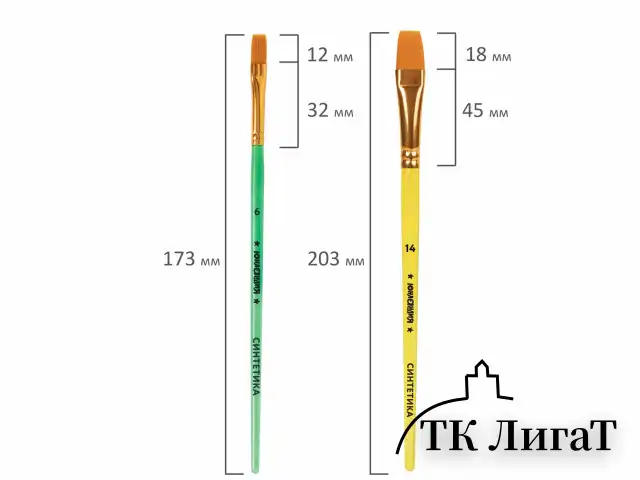 Кисти СИНТЕТИКА набор 5 шт. (круглая 3, плоская 2, 6, 14, овальная 1), блистер, ЮНЛАНДИЯ, 201069