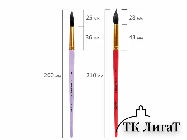 Кисти ПОНИ, БЕЛКА набор 5 шт. (пони круглые 2, 3, 5 белка круглые 6, 8) блистер, ЮНЛАНДИЯ, 201070