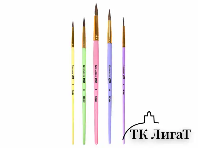 Кисти ПОНИ набор 5 шт. (круглые № 1, 2, 3,4, 5), блистер, BRAUBERG KIDS, 201072