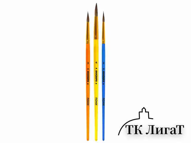 Кисти ПОНИ набор 3 шт. (круглые № 2,3,4), пакет с европодвесом, ЮНЛАНДИЯ, 201073