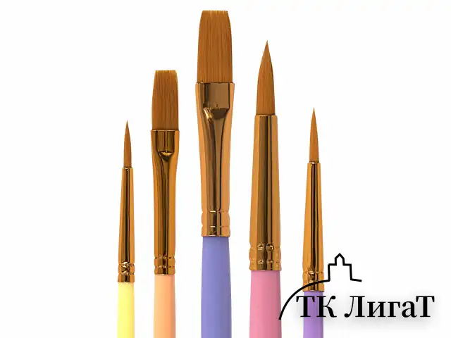 Кисти СИНТЕТИКА набор 5 шт. (круглые № 1, 2, 5, плоские № 5, 8), блистер, BRAUBERG KIDS, 201075