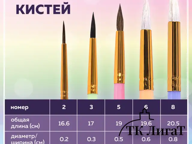 Кисти НАБОР 5 шт. (БЕЛКА круглая № 3; КОЗА круглые № 6, 8; ПОНИ круглые № 2, 5), BRAUBERG KIDS, 201080
