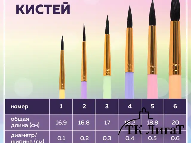Кисти БЕЛКА набор 6 шт. (круглые № 1, 2, 3, 4, 5, 6), блистер, BRAUBERG KIDS, 201083