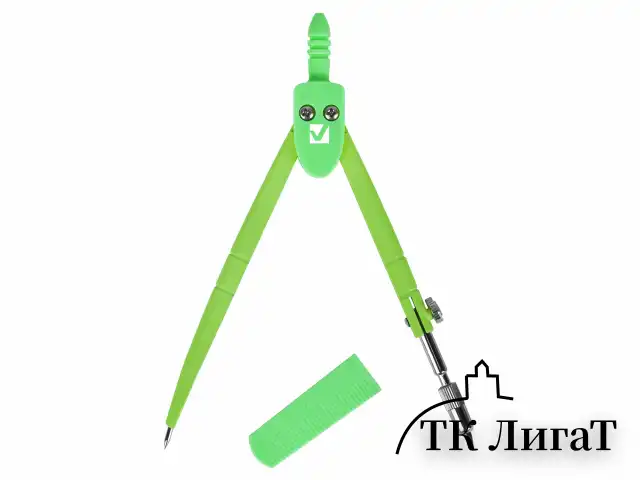 Циркуль BRAUBERG GEOMETRY, 120 мм, пастельно-зеленый цвет, защитный колпачок, пластиковый пенал, 210699