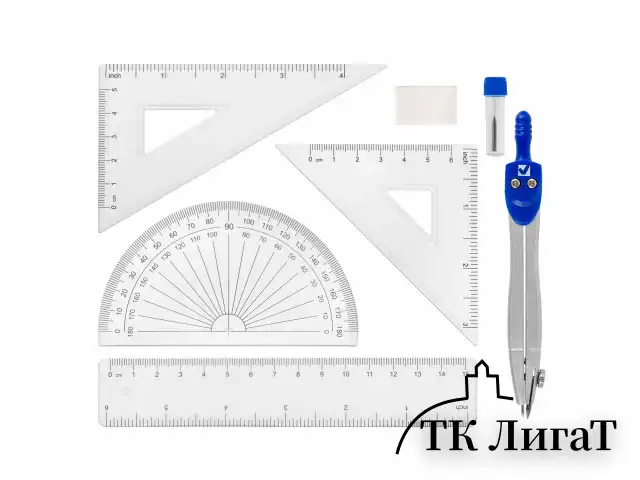 Готовальня BRAUBERG SCHOOL KIT, 8 предметов, циркуль 115 мм, чертежные принадлежности, металлический пенал со справочными материалами,210712