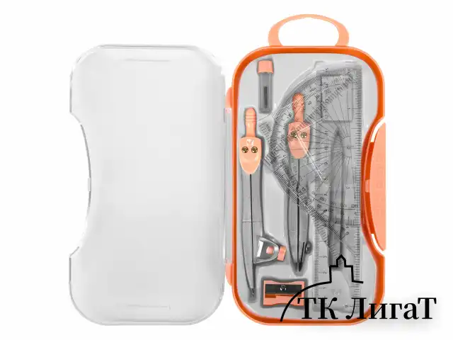 Готовальня BRAUBERG SCHOOL KIT, 11 предметов, циркуль 115 мм, циркуль 125 мм, чертежные принадлежности, персиковый цвет, 210717