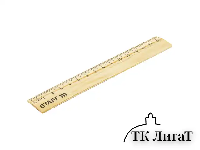 Линейка деревянная 15 см, STAFF, канадская сосна, 210797