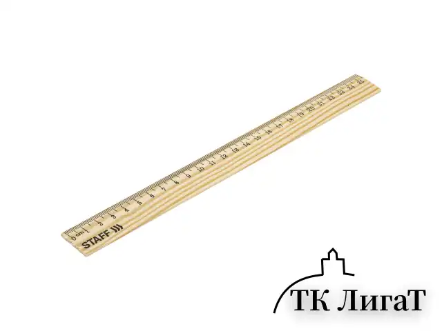 Линейка деревянная 25 см, STAFF, канадская сосна, 210799