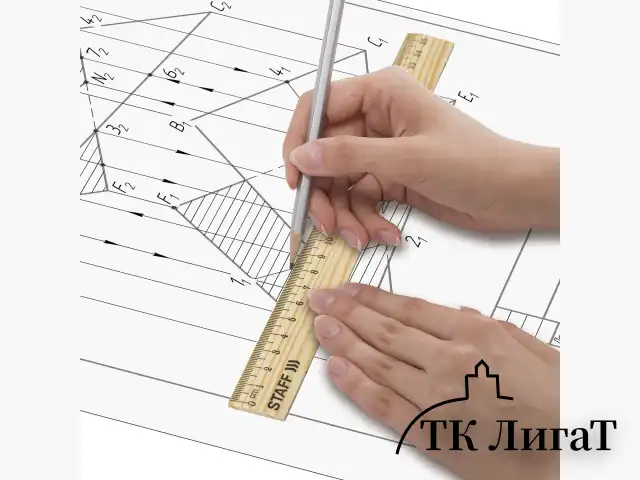 Линейка деревянная 25 см, STAFF, канадская сосна, 210799