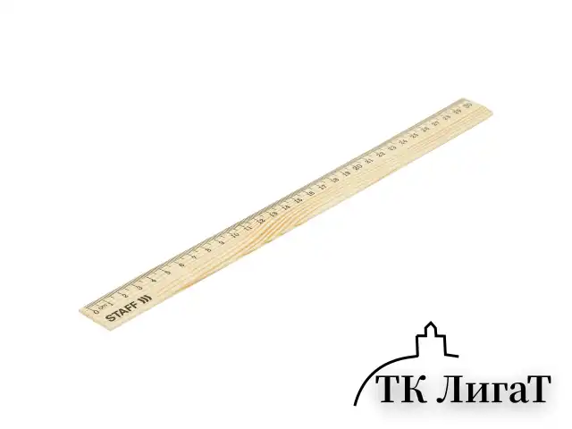 Линейка деревянная 30 см, STAFF, канадская сосна, 210800