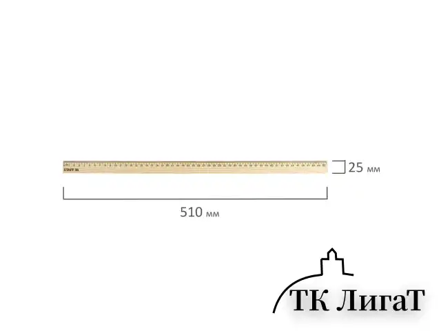 Линейка деревянная 50 см, STAFF, канадская сосна, 210802