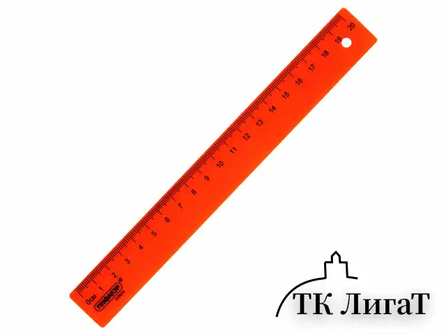 Линейка пластиковая 20 см, ПИФАГОР, неоновая, ассорти, 210830