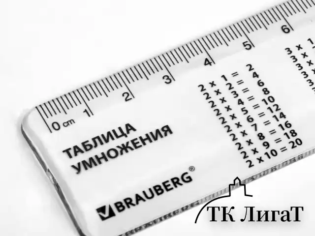 Линейка пластиковая 20 см, BRAUBERG, справочная, таблица умножения, 210832