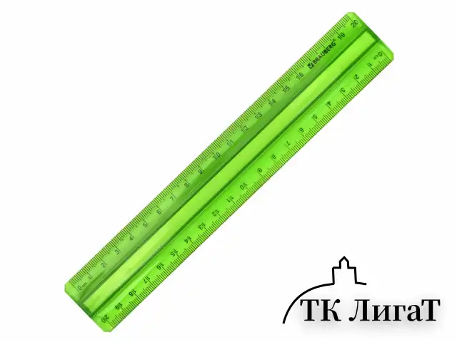 Линейка пластиковая 20 см, BRAUBERG, с держателем, прозрачная, неоновая, ассорти, 210834