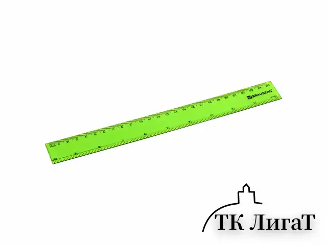 Линейка пластиковая 25 см, BRAUBERG, прозрачная, неоновая, ассорти, 210835