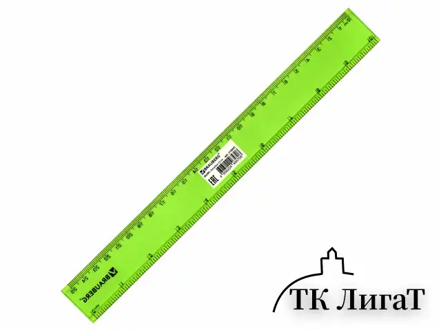 Линейка пластиковая 25 см, BRAUBERG, прозрачная, неоновая, ассорти, 210835