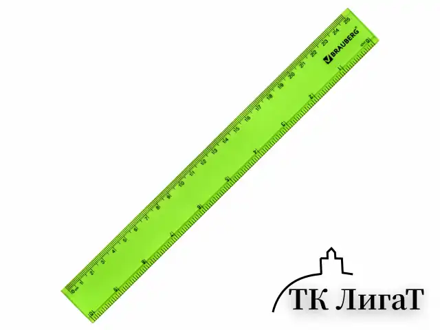 Линейка пластиковая 25 см, BRAUBERG, прозрачная, неоновая, ассорти, 210835