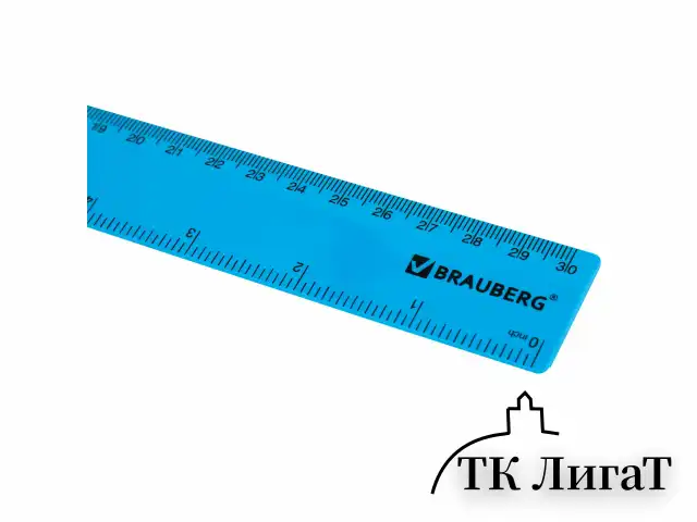 Линейка пластиковая 30 см, BRAUBERG, неоновая, ассорти, 210839