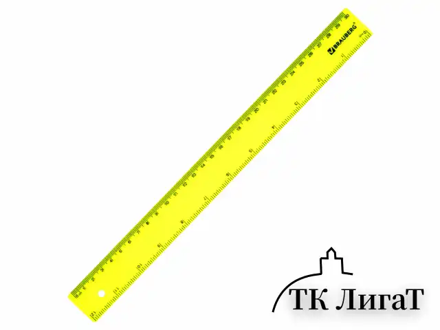 Линейка пластиковая 30 см, BRAUBERG, неоновая, ассорти, 210839