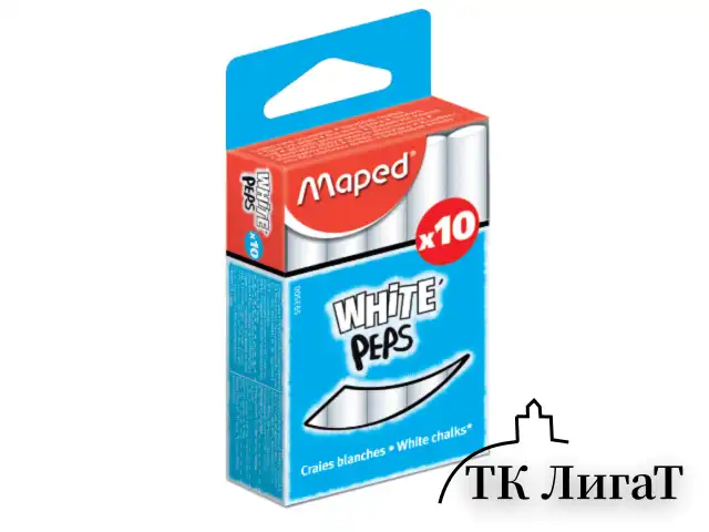 Мелки MAPED (Франция), набор 10 шт., белые, круглые, специальная формула "без пыли", 593500