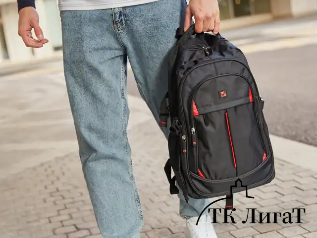 Рюкзак BRAUBERG TITANIUM универсальный, 3 отделения, черный, красные вставки, 45х28х18 см, 226376