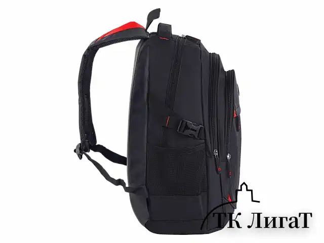 Рюкзак BRAUBERG TITANIUM универсальный, 3 отделения, черный, красные вставки, 45х28х18 см, 226376