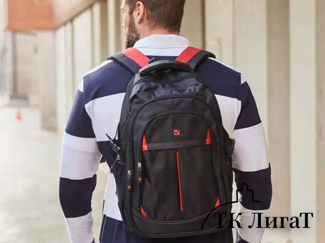 Рюкзак BRAUBERG TITANIUM универсальный, 3 отделения, черный, красные вставки, 45х28х18 см, 226376