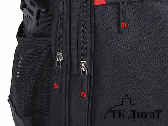 Рюкзак BRAUBERG TITANIUM универсальный, 3 отделения, черный, красные вставки, 45х28х18 см, 226376