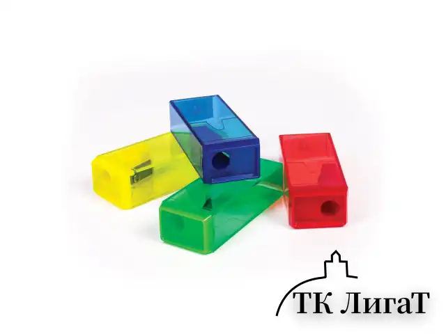 Точилка ПИФАГОР, с контейнером, прямоугольная, пластиковая, тонированный корпус, ассорти, 226530