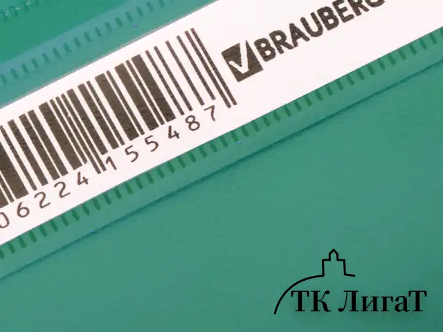 Скоросшиватель пластиковый с перфорацией BRAUBERG, А4, 140/180 мкм, зеленый, 226581