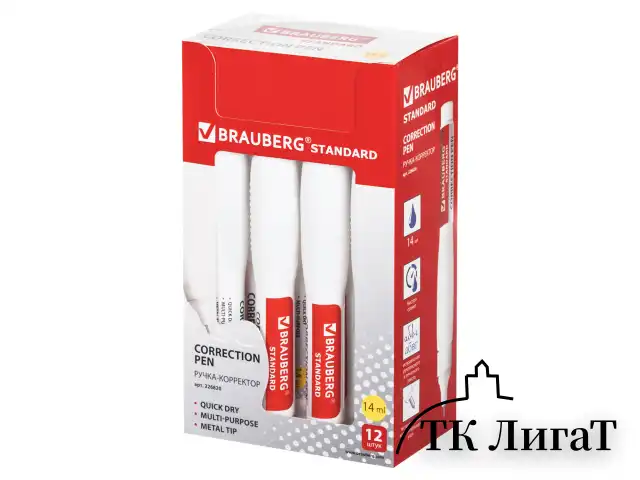 Ручка-корректор BRAUBERG, 14 мл, металлический наконечник, 226820