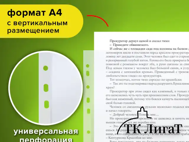 Папки-файлы перфорированные, А4, STAFF "ЭКОНОМ", КОМПЛЕКТ 100 шт., гладкие, 35 мкм, 226830