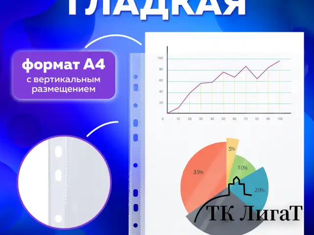 Папки-файлы перфорированные, А4, BRAUBERG "STANDARD", комплект 100 шт., гладкие, 45 мкм, 226831